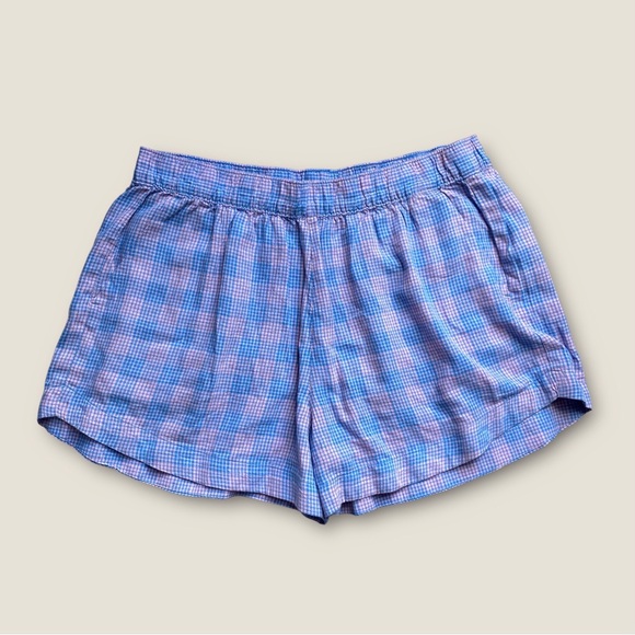Patagonia Garden Island Hemp Blend Shorts Pink/Blue Check Size XL - Picture 1 of 9